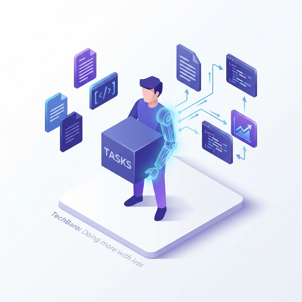 Productivity boost with AI tools illustration